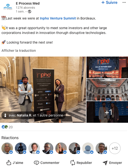 📅Last week we were at Inpho Venture Summit in Bordeaux. 👏It was a great opportunity to meet some investors and other large corporations involved in innovation thorugh disruptive technologies. 🚀 Looking forward the next one!