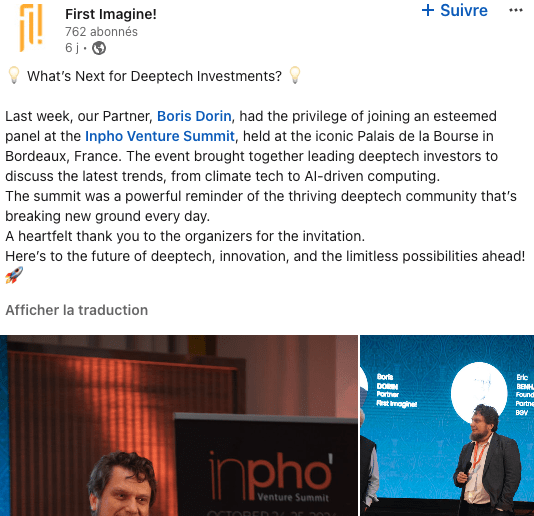 💡 What’s Next for Deeptech Investments? 💡 Last week, our Partner, Boris Dorin, had the privilege of joining an esteemed panel at the Inpho Venture Summit, held at the iconic Palais de la Bourse in Bordeaux, France. The event brought together leading deeptech investors to discuss the latest trends, from climate tech to AI-driven computing. The summit was a powerful reminder of the thriving deeptech community that’s breaking new ground every day. A heartfelt thank you to the organizers for the invitation. Here’s to the future of deeptech, innovation, and the limitless possibilities ahead! 🚀