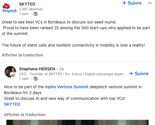 Great to see best VCs in Bordeaux to discuss our seed round. Proud to have been ranked 20 among the 300 start-ups who applied to be part of the summit. The future of silent calls and resilient connectivity in mobility is now a reality!